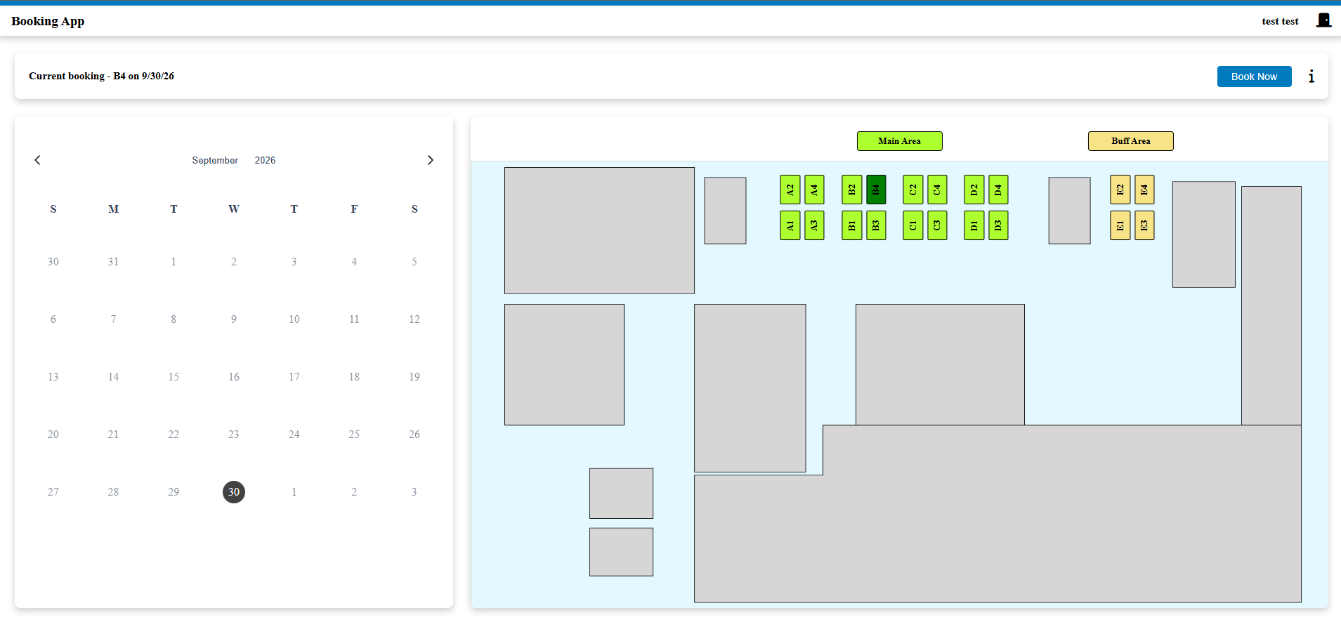 Captură de ecran a aplicației Desk Booking